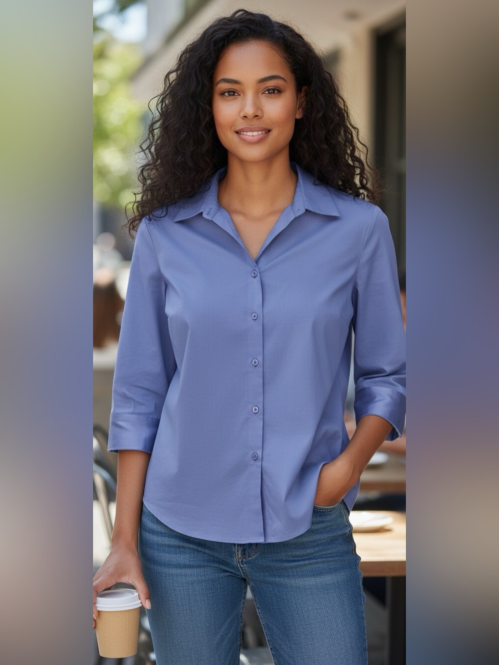 🌻🌻 3 for $30🌻🌻 Liz Claiborne New York blue 3/4 length sleeve dress shirt